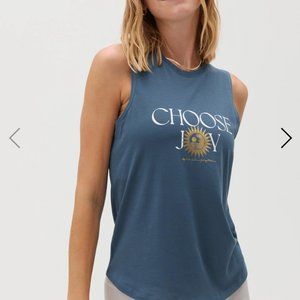 Spiritual Gangster Choose Joy Muscle Tank in Deep Sea Blue